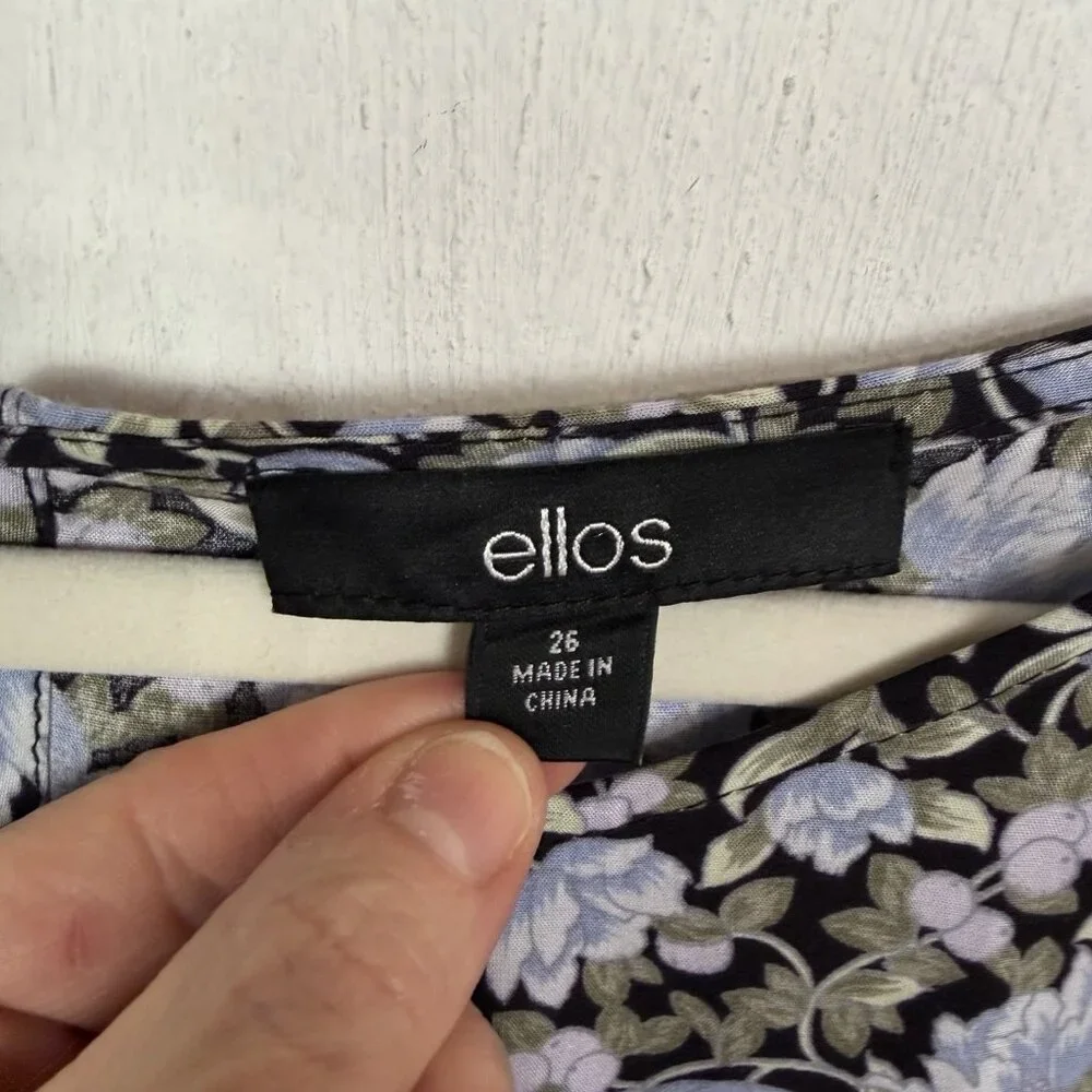 Ellos NWT Women's Top Blue Floral Drapey Office Work Romantic Fairy Plus Size 26 - Picture 10 of 15